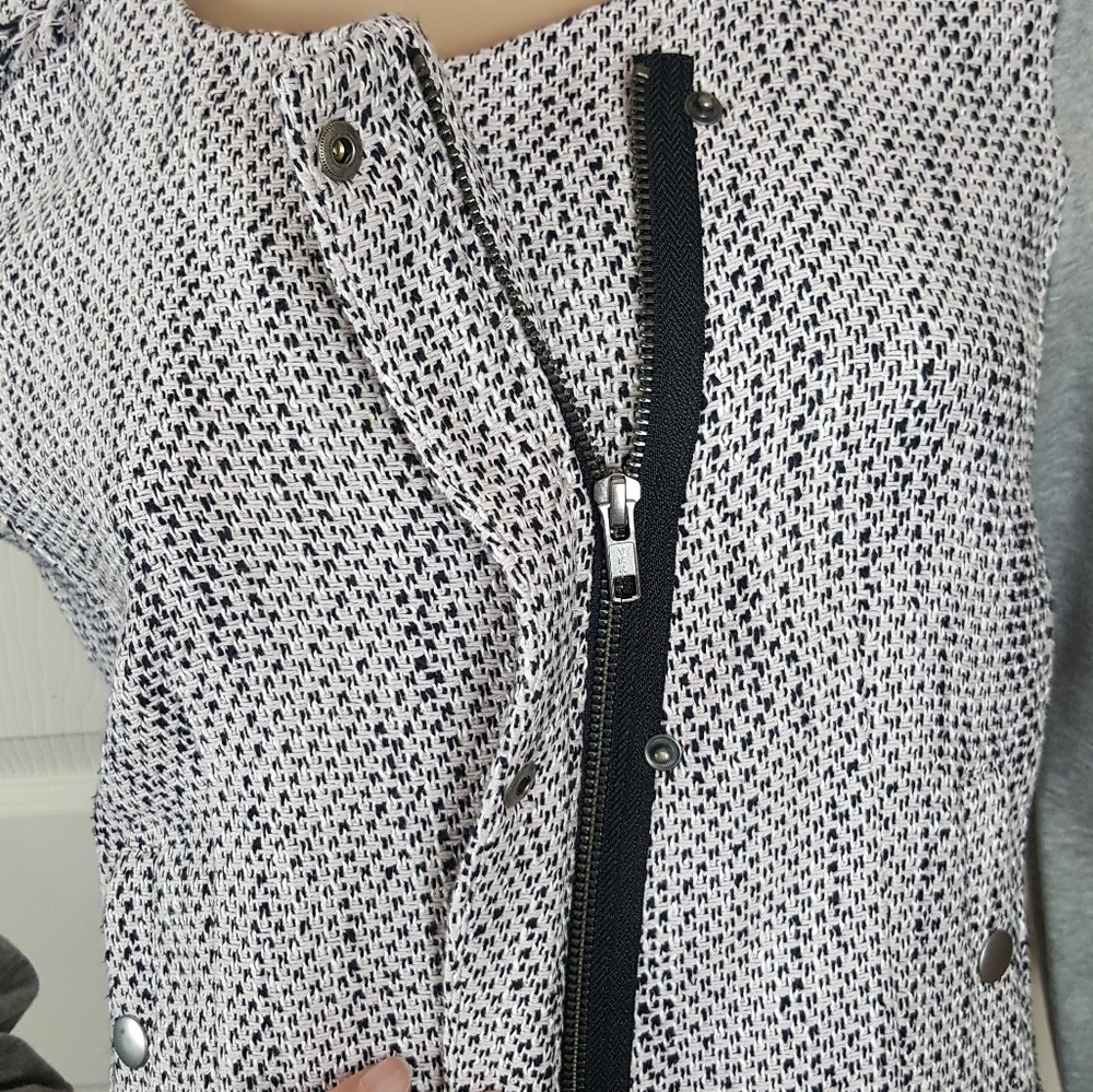 Marc Aurel Tweed Cropped Cotton Moto Jacket - Picture 3 of 8